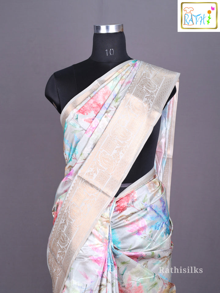 Pastel Digital Floral Print Saree