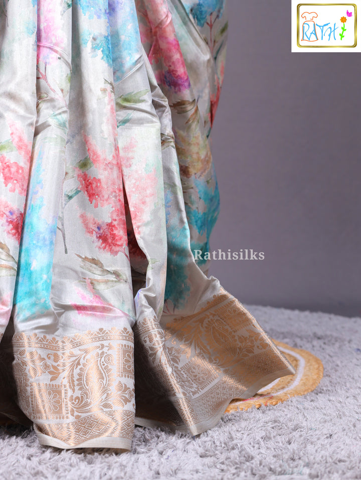 Pastel Digital Floral Print Saree