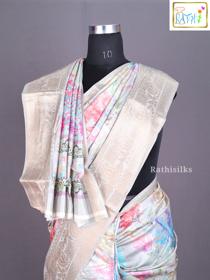 Pastel Digital Floral Print Saree