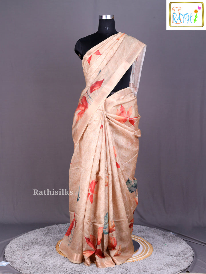 Autumnal Leaf Digital Print Saree