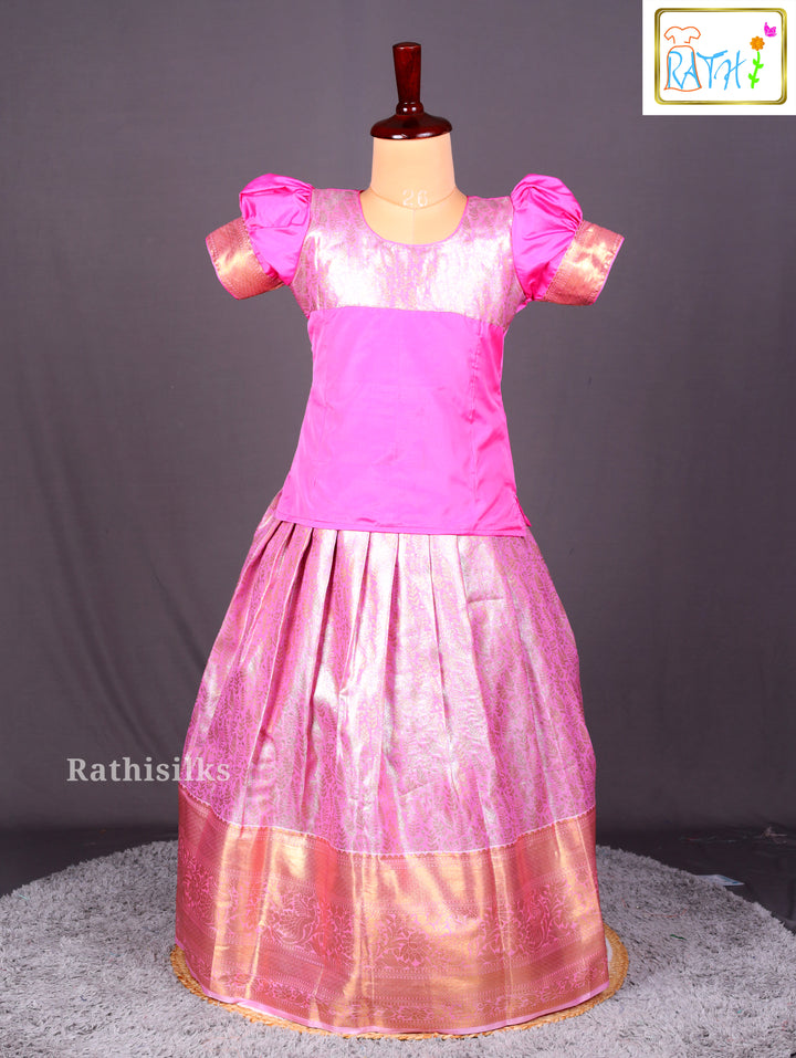 Bright Pink Art Silk Pavadai Sattai