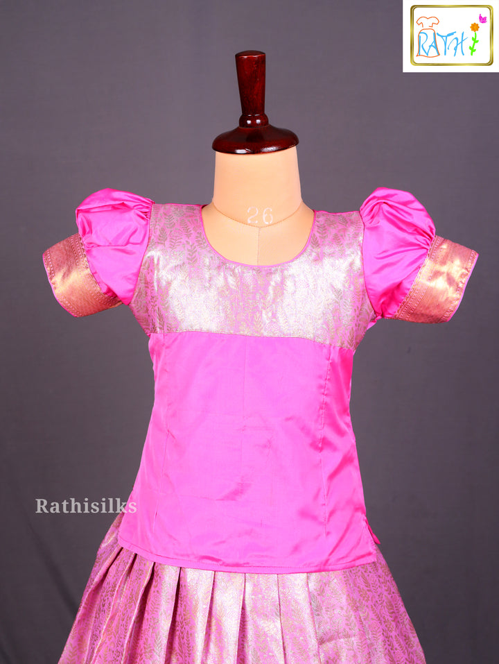 Bright Pink Art Silk Pavadai Sattai