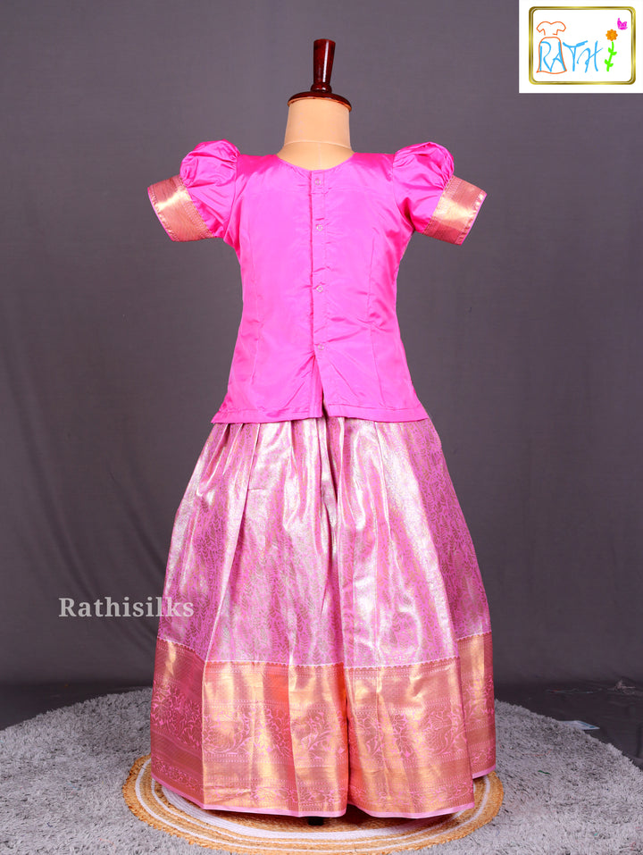 Bright Pink Art Silk Pavadai Sattai