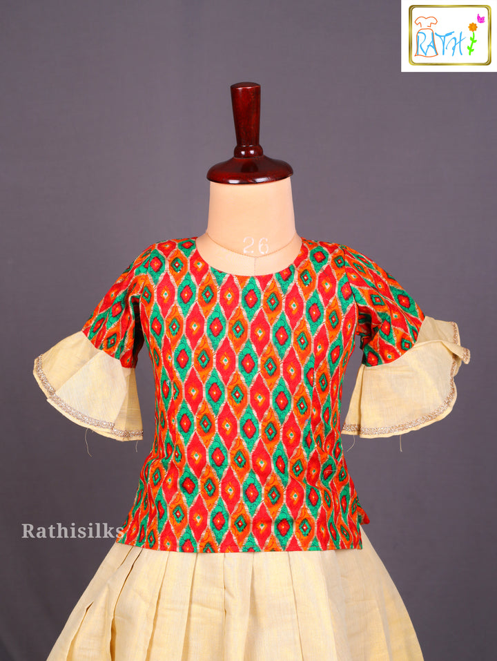 Ikat-Style Print Pavadai Sattai