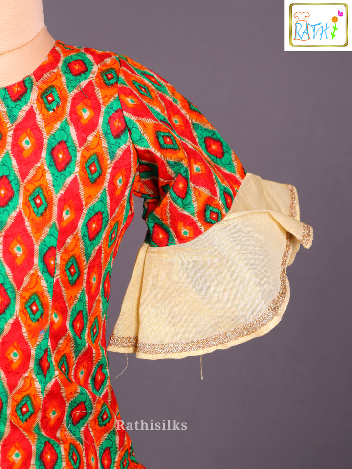 Ikat-Style Print Pavadai Sattai