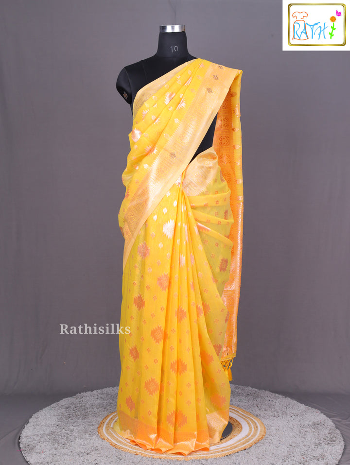 Bright Yellow Georgette Saree