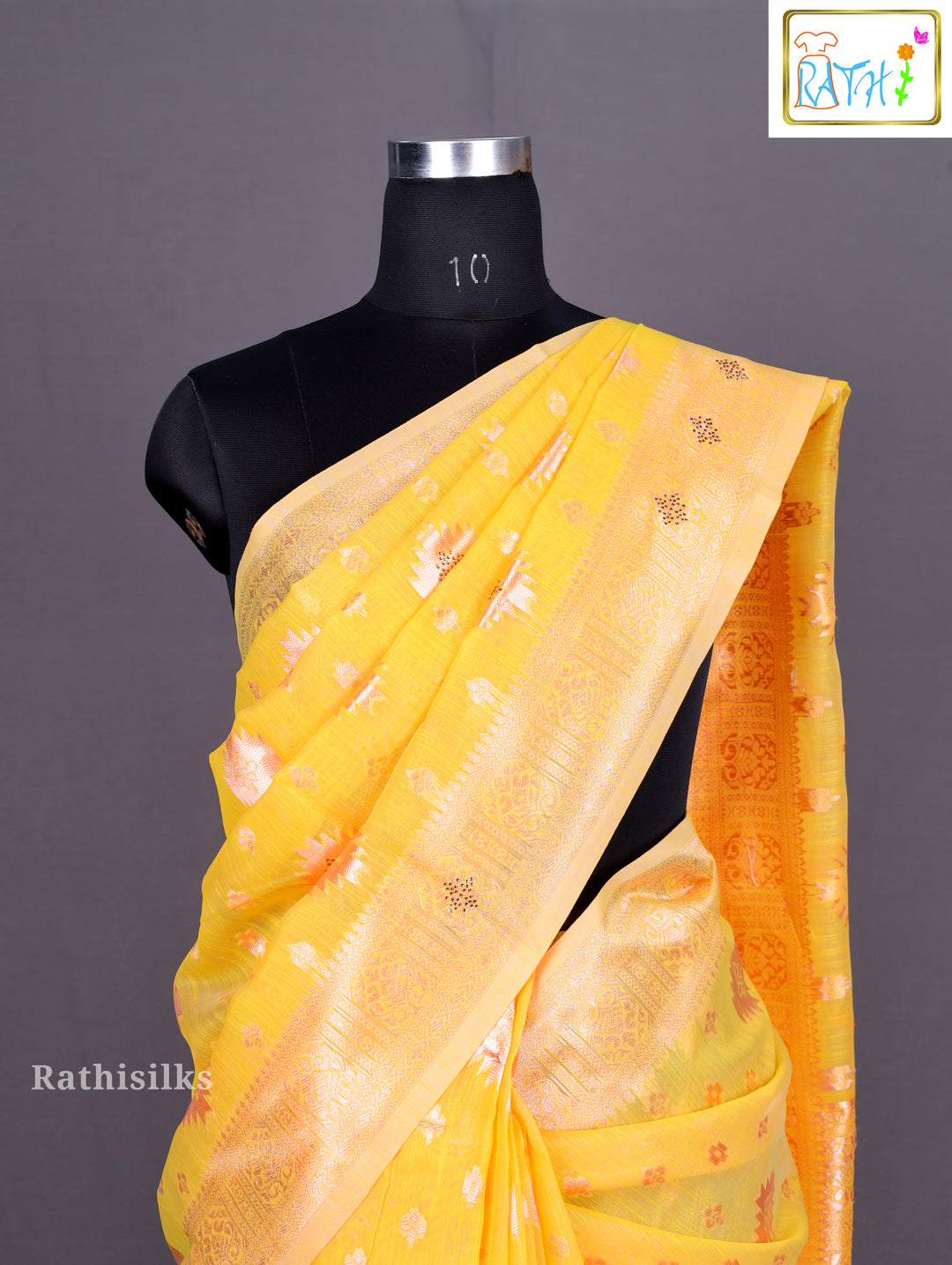 Bright Yellow Georgette Saree