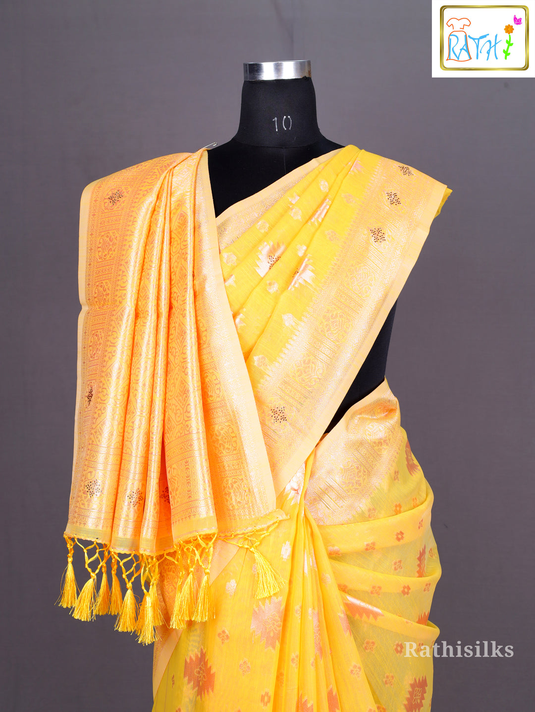 Bright Yellow Georgette Saree