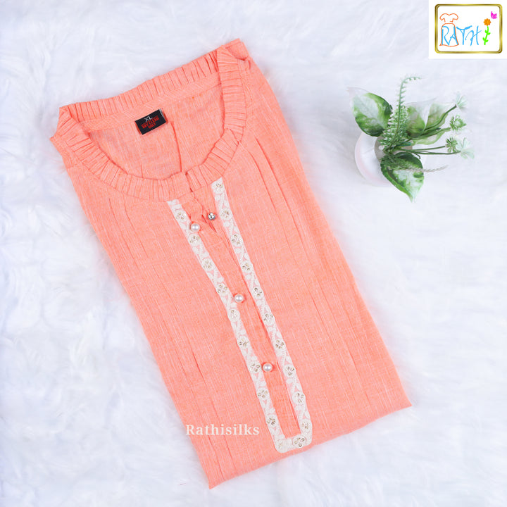 Chic Peach Textured Kurta