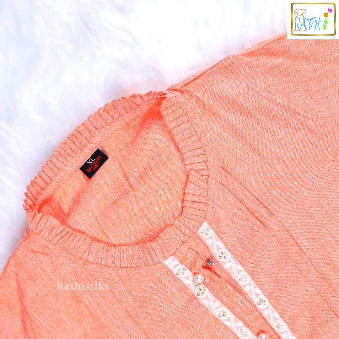 Chic Peach Textured Kurta
