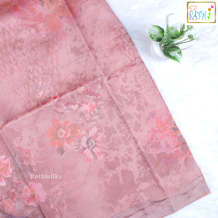 Pink Floral Print Kurta Tops