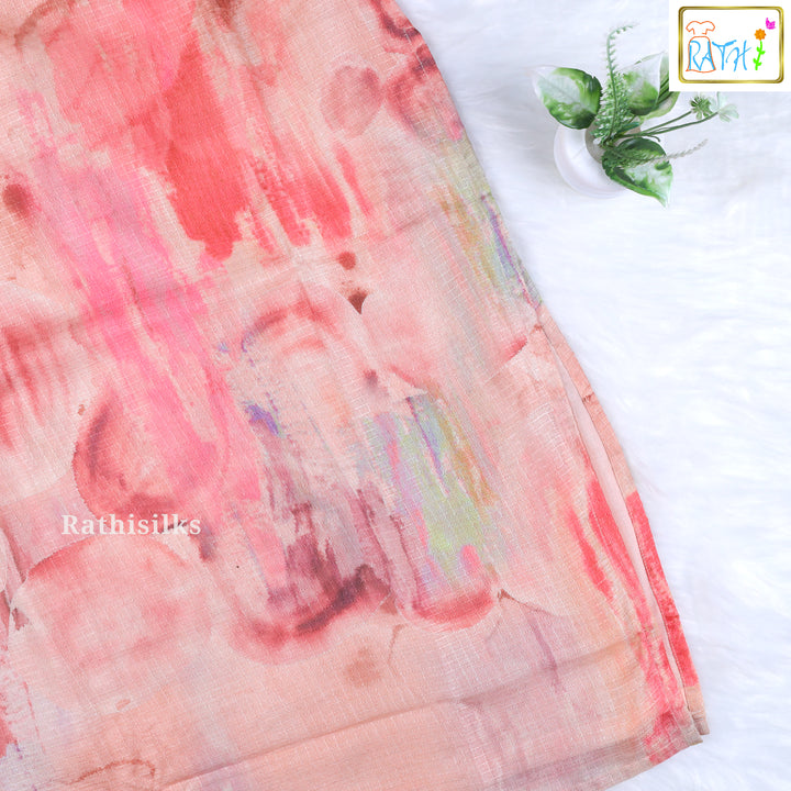 PINK ABSTRACT ROSE PRINT KURTA TOP