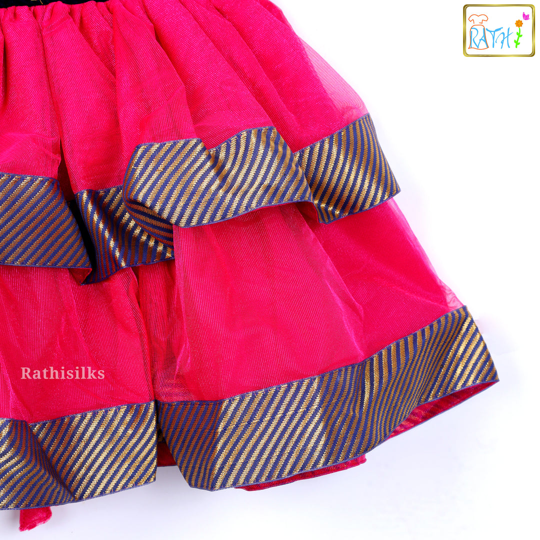 Black Velvet & Rani Pink Tiered Frock