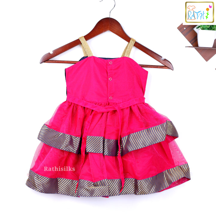 Black Velvet & Rani Pink Tiered Frock