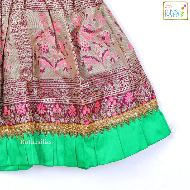 Festive Green & Gold Brocade Frock