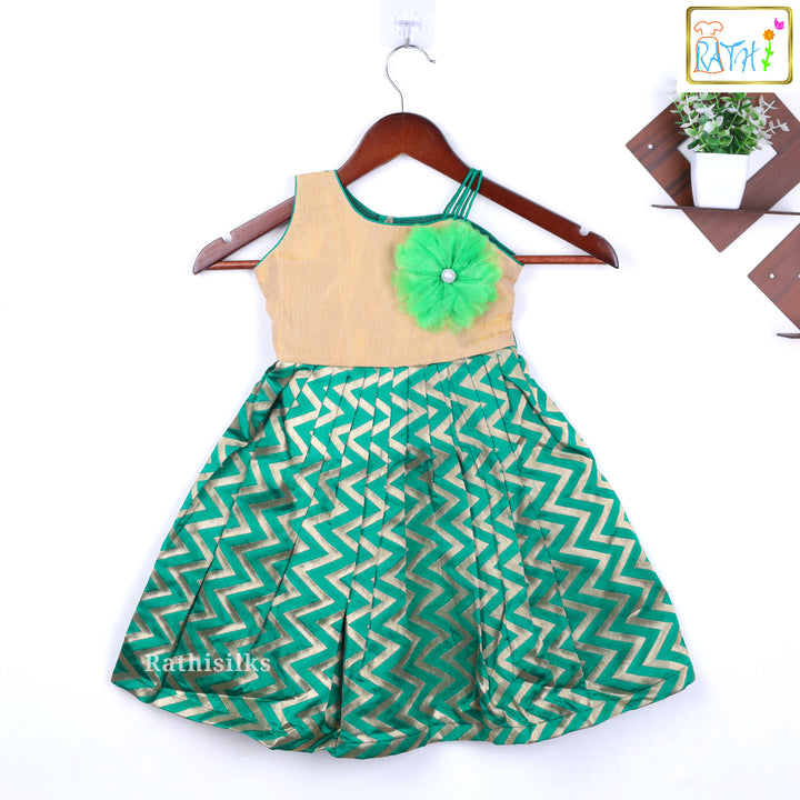 Vibrant Green and Gold Chevron Frock
