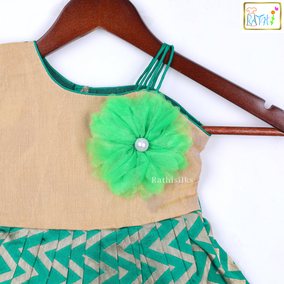 Vibrant Green and Gold Chevron Frock