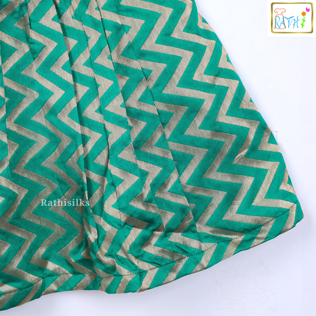 Vibrant Green and Gold Chevron Frock