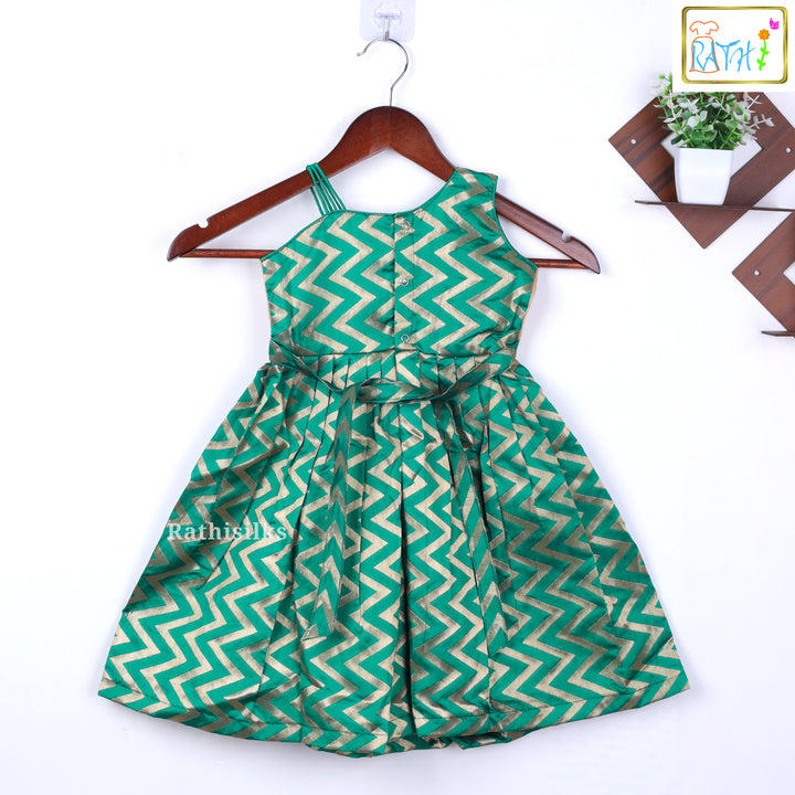 Vibrant Green and Gold Chevron Frock