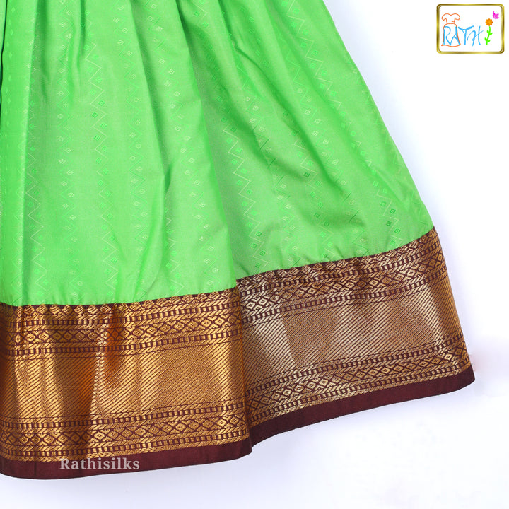Traditional Green and Gold Brocade Ethnic Frock