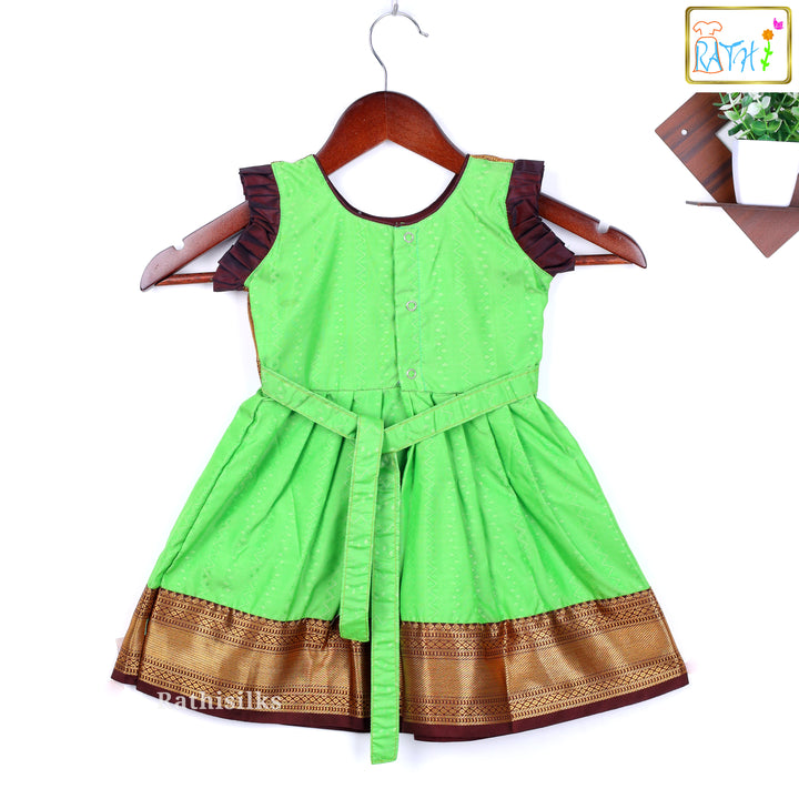 Traditional Green and Gold Brocade Ethnic Frock