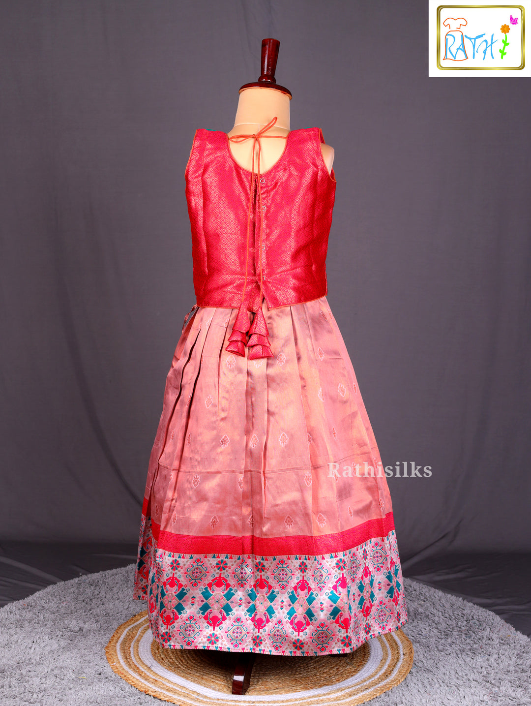 Teal & Red Silk Blend Pavadai Sattai