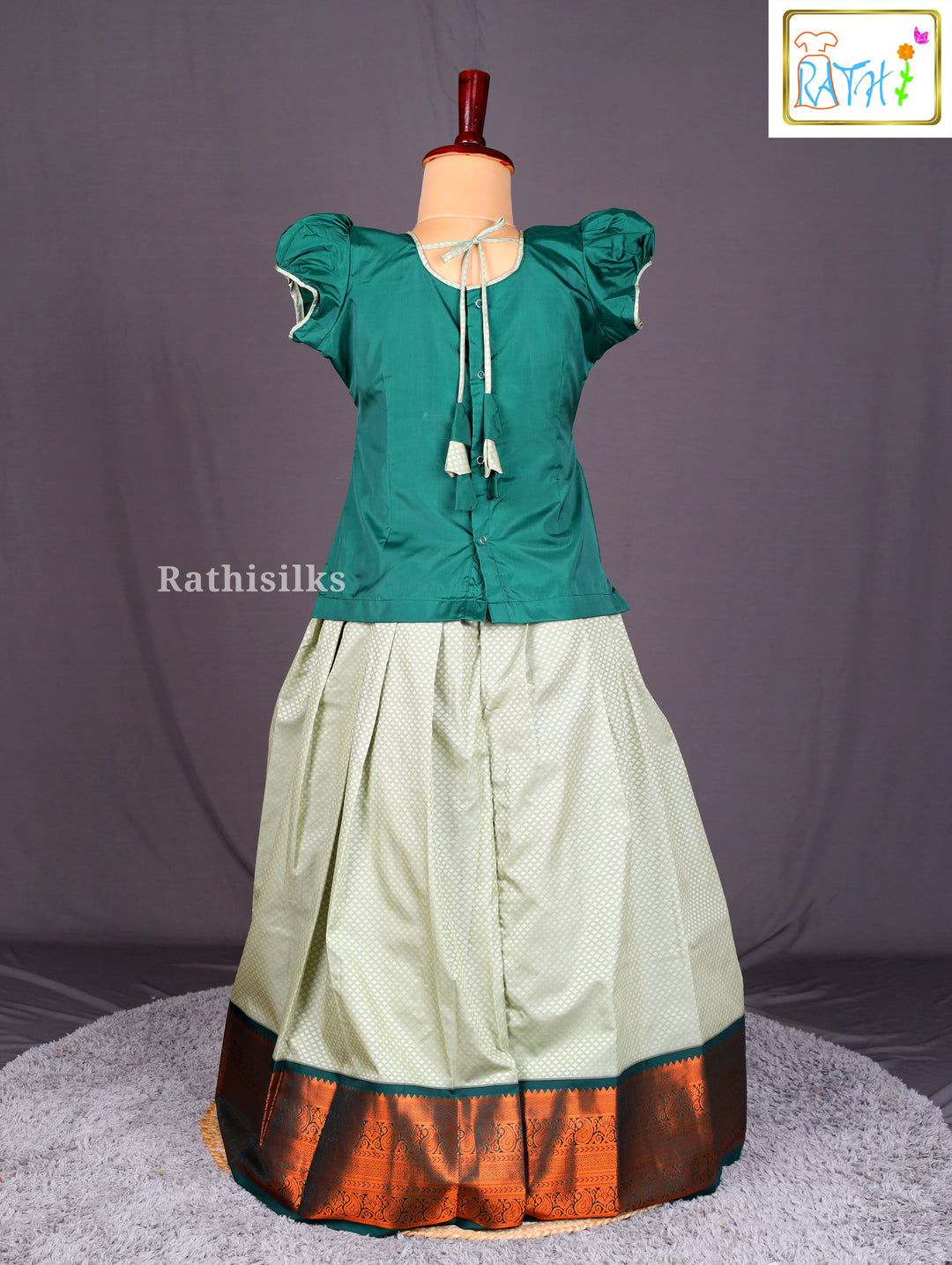 Emerald Green & Sage Pavadai Sattai
