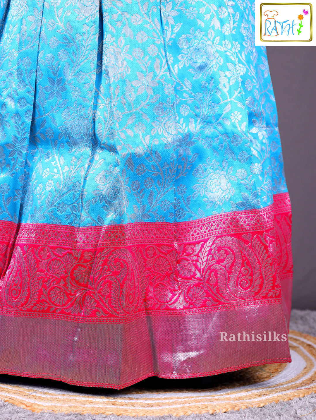 Rani Pink & Bright Blue Silk Pavadai Sattai