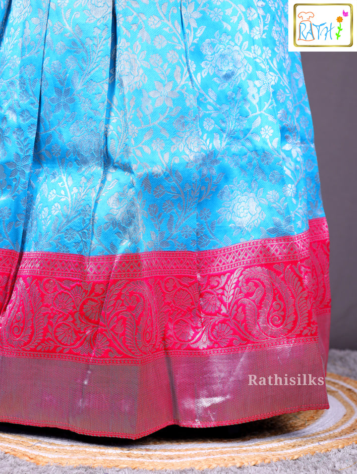 Rani Pink & Bright Blue Silk Pavadai Sattai