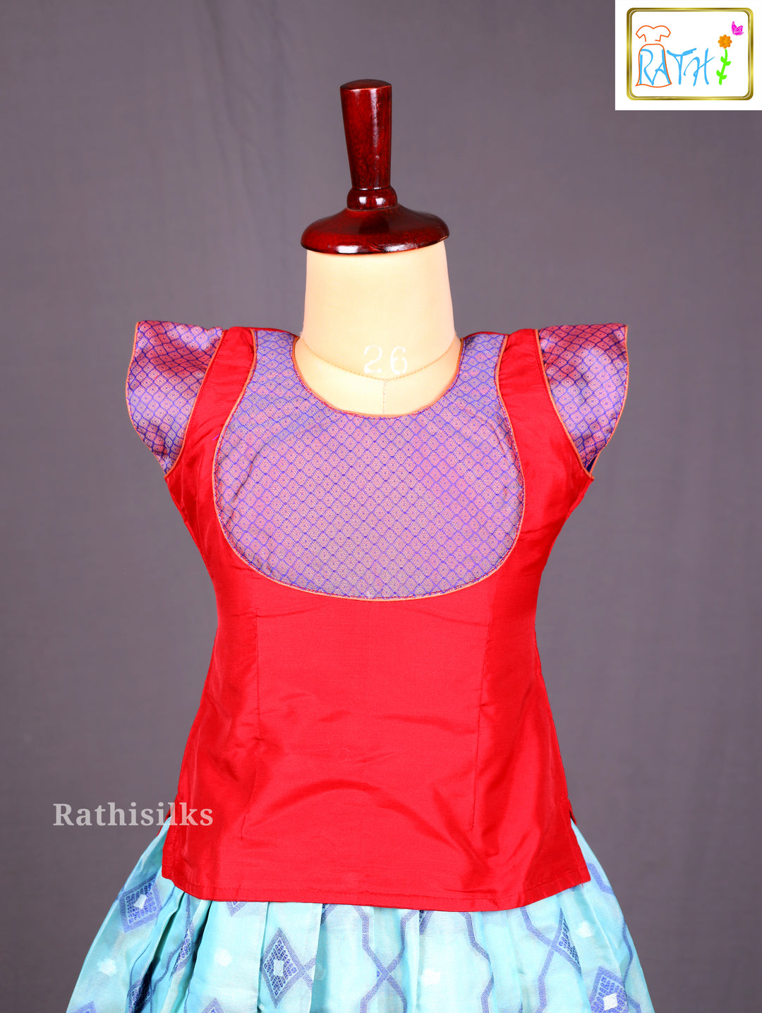Vibrant Red & Aqua Pavadai Sattai