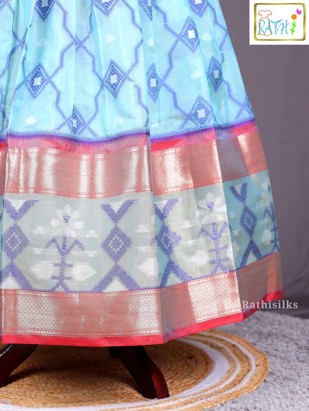 Vibrant Red & Aqua Pavadai Sattai