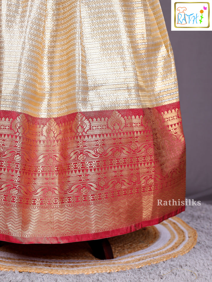 Classic Red & Gold Art Silk Pavadai Sattai