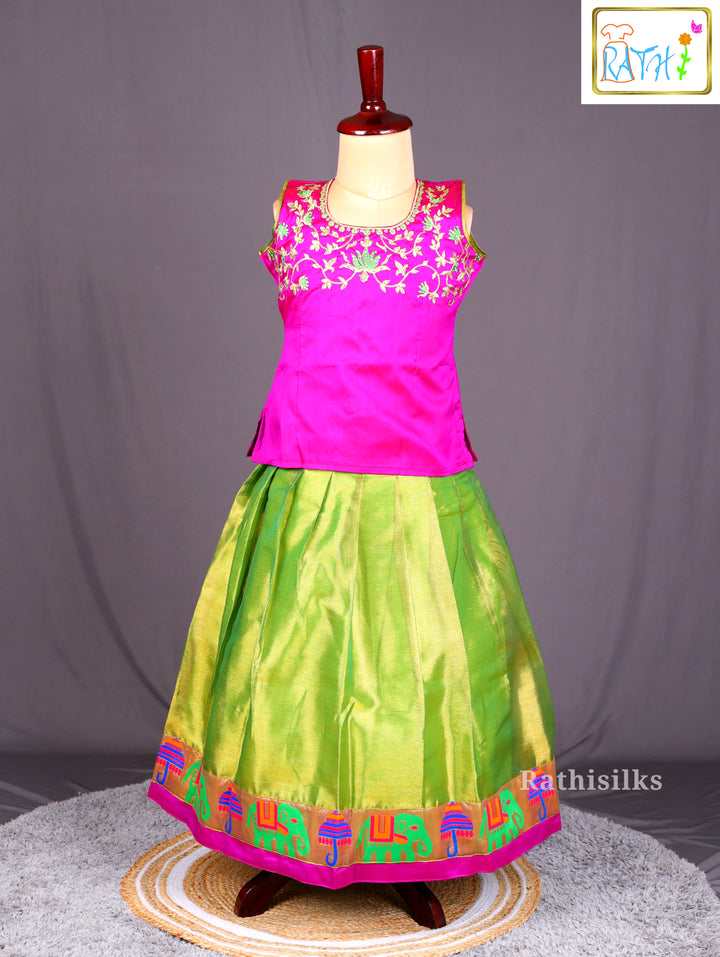 Rani Pink & Parrot Green Pavadai Sattai