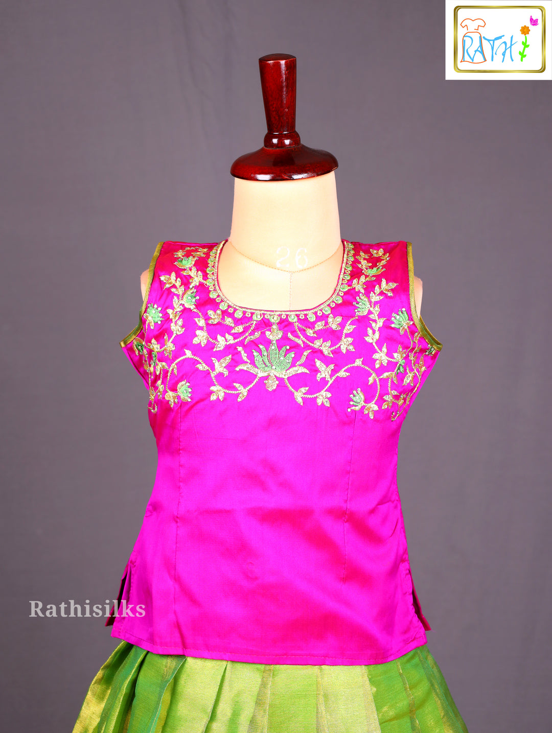Rani Pink & Parrot Green Pavadai Sattai