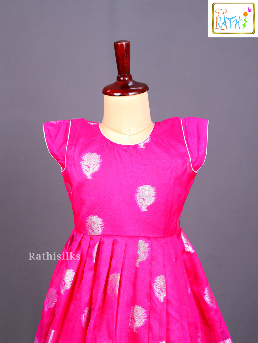 Rani Pink and Gold Brocade Long Ethnic Frock