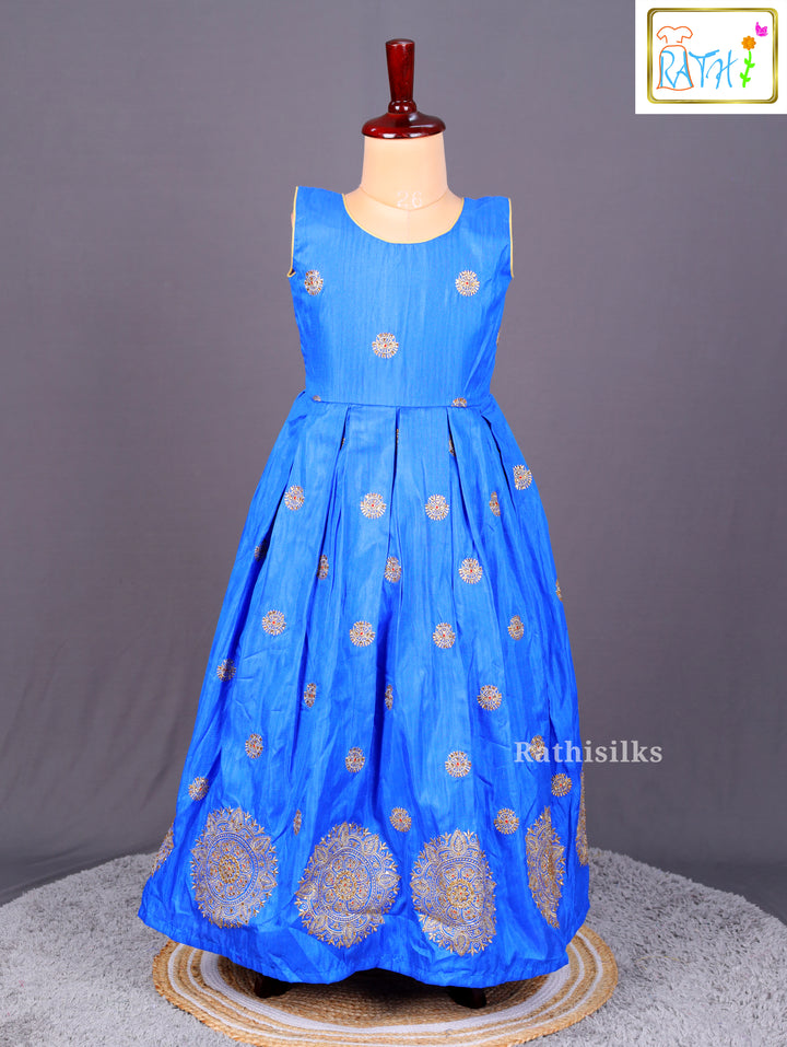 Girls' Full-Length Royal Blue Frock