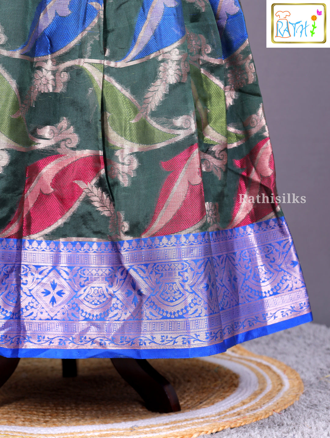 Bottle Green and Metallic Brocade Ethnic Frock