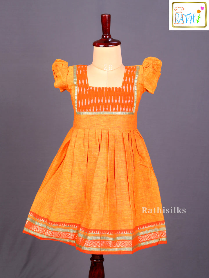Bright Orange Ikat Bodice Frock