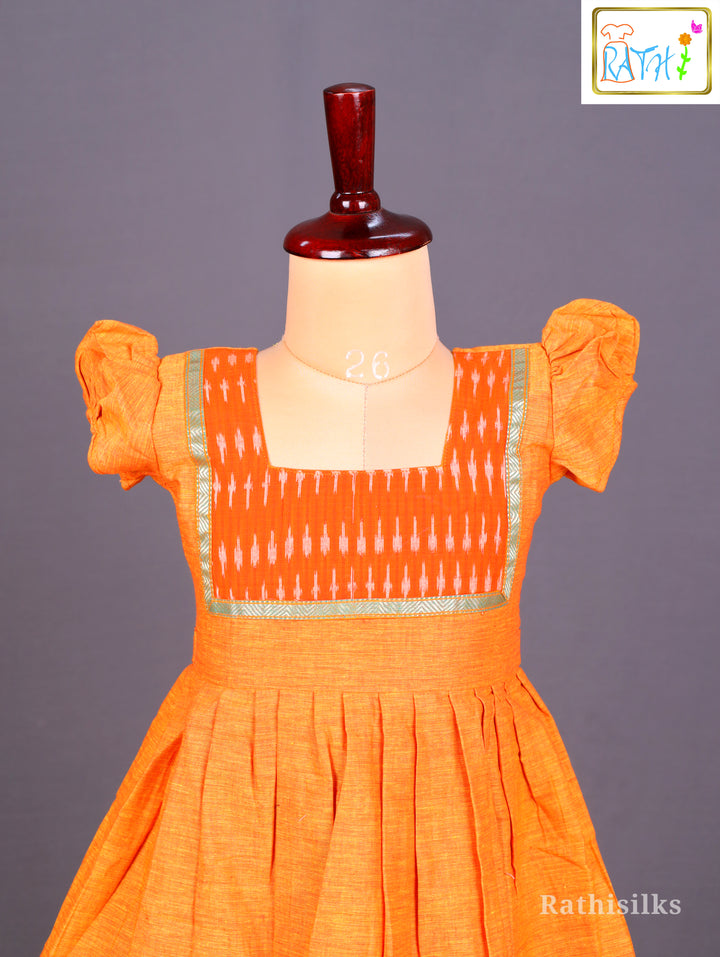 Bright Orange Ikat Bodice Frock