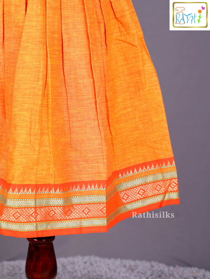Bright Orange Ikat Bodice Frock