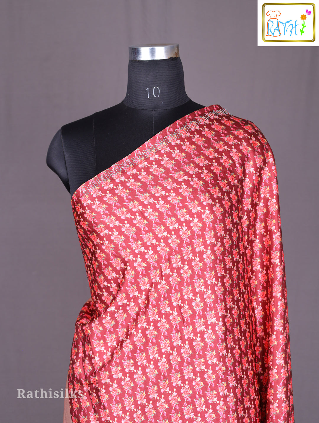 Rose Petal Digital Print Synthetic Saree