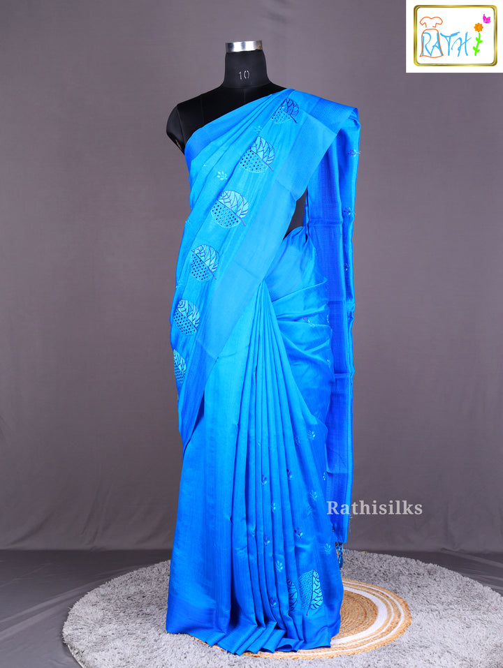 Vibrant Blue Monochromatic Saree