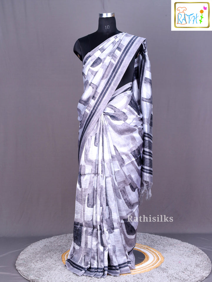 Modern Abstract Synthetic Saree
