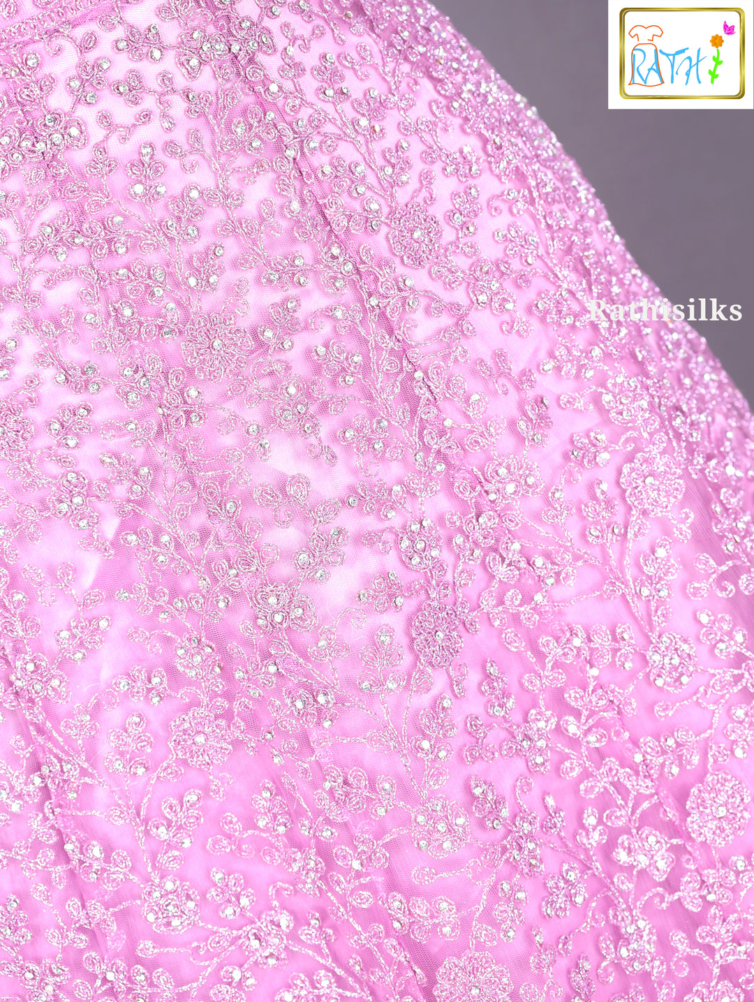 Lavender Embroidered Net Lehenga Set