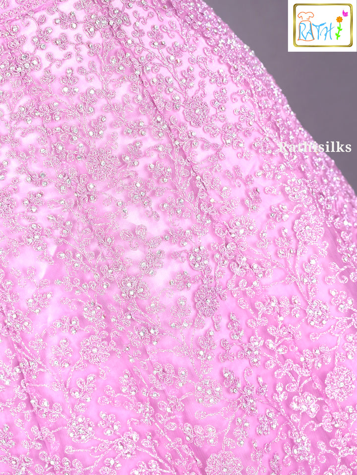 Lavender Embroidered Net Lehenga Set