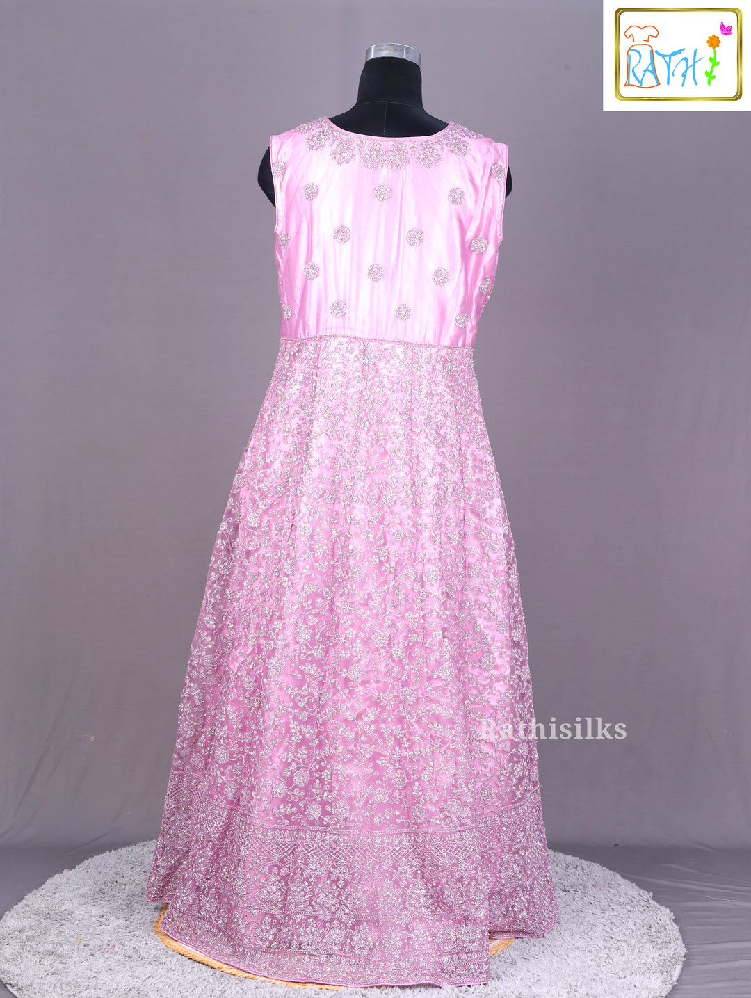 Lavender Embroidered Net Lehenga Set