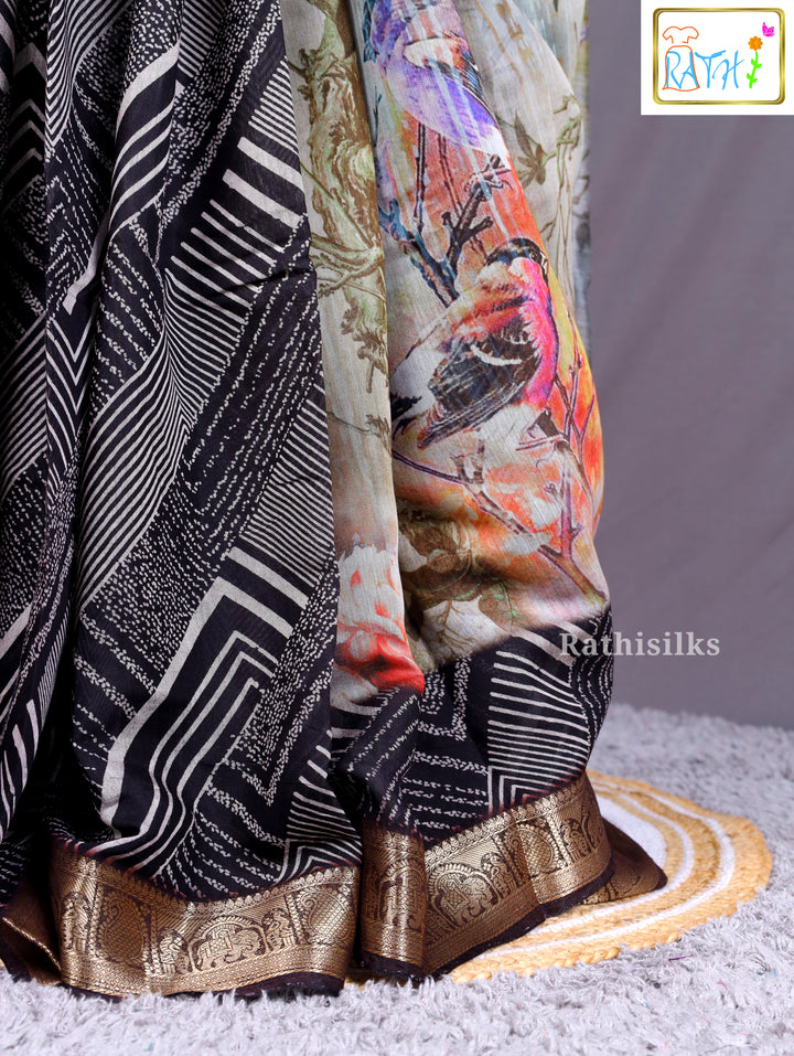 Elegant Neutral Synthetic Saree