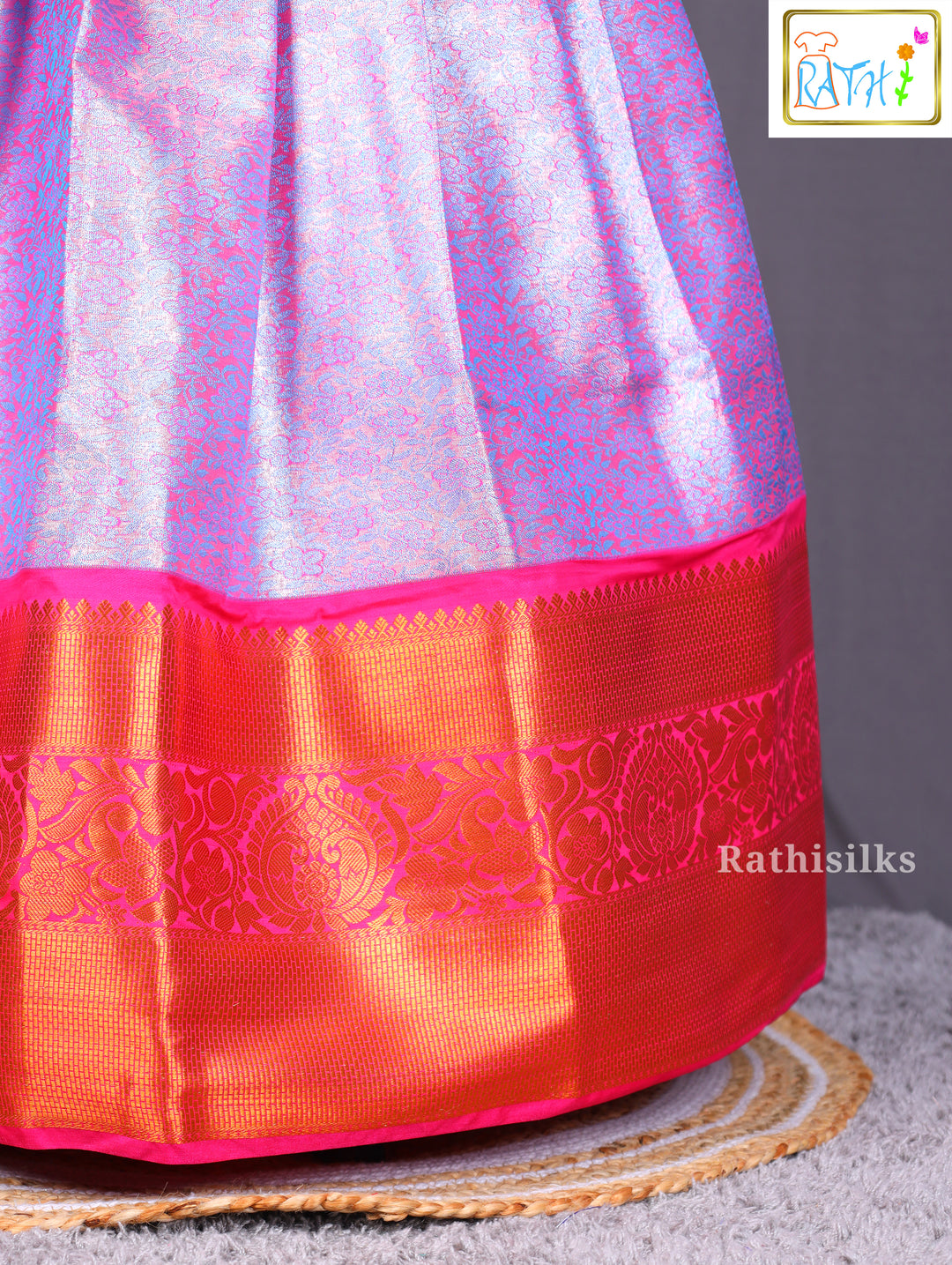 Vibrant Rani Pink & Shimmering Green Pavadai Sattai