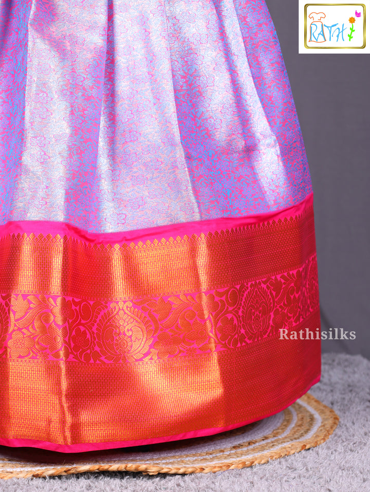 Vibrant Rani Pink & Shimmering Green Pavadai Sattai