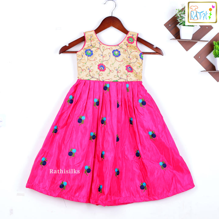 Golden Embroidered Bodice Frock